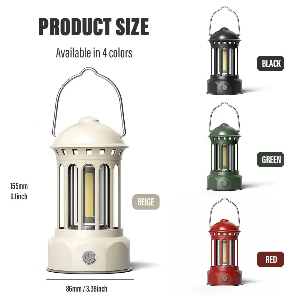 Linterna de camping de estilo romano vintage | Luz exterior recargable
