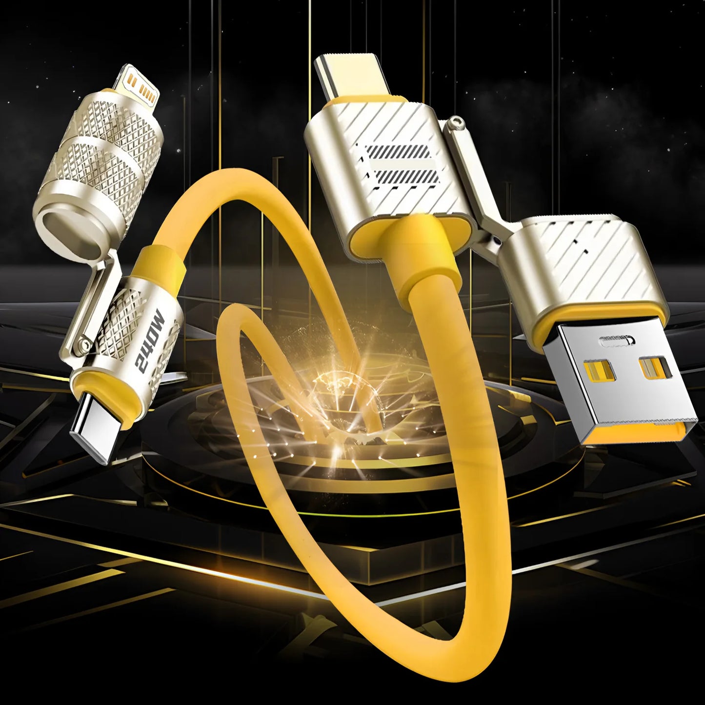 4-in-1 Fast Charging Data Cable - Type-C to Type-C Connection