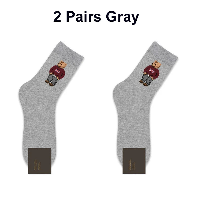 Men's Cartoon Bear Socks | Fun & Breathable Skateboard Socks