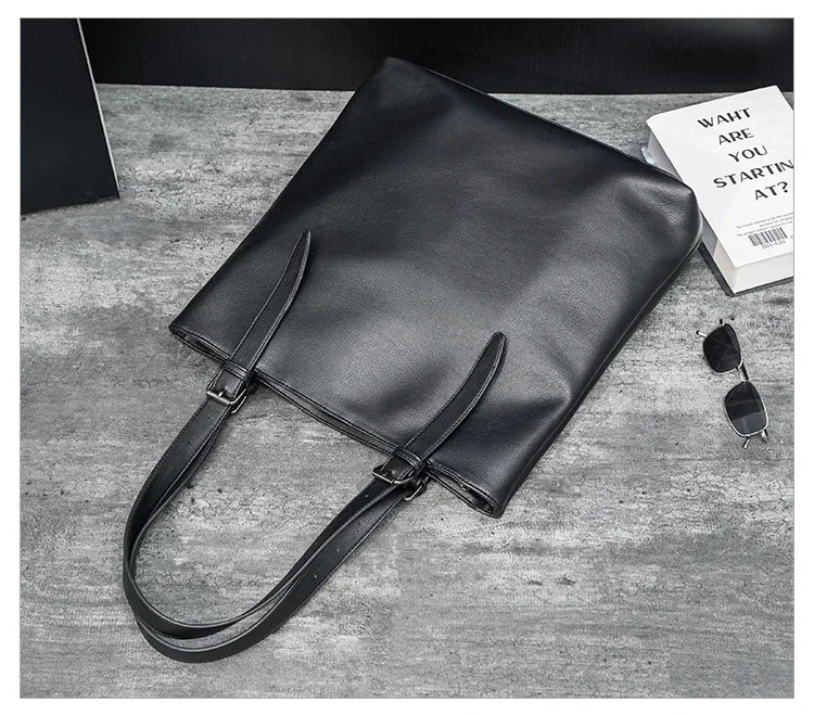 Soft Leather Tote Bag for Men | Large Capacity Business Casual