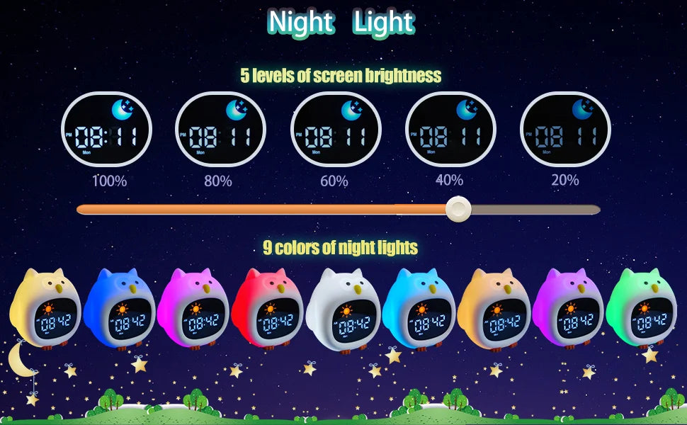 Cute Puppy-Shaped Kids Alarm Clock | Toddler Sleep Training Light