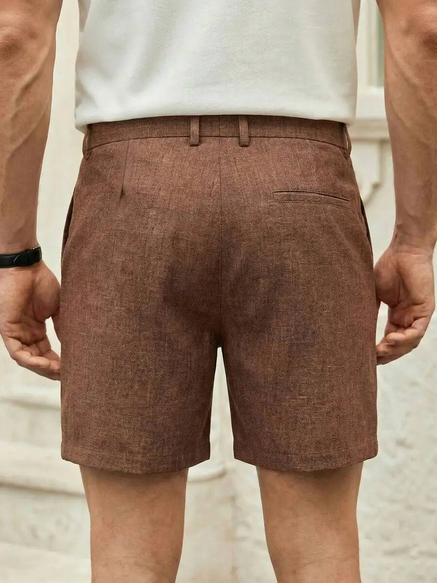 Men's Gray Woven Casual Shorts | Button Fly Knee Length Style