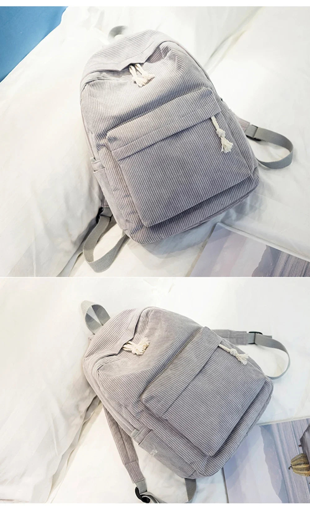 Personalized Corduroy Student Backpack | Anti-Theft School Bag for Teens