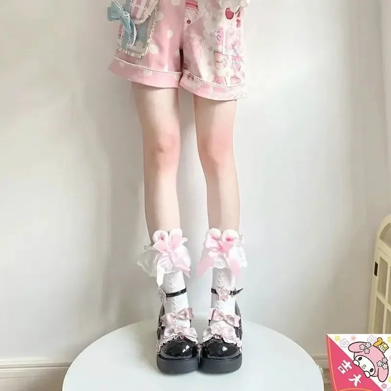 Cute Lace Rabbit Ear Socks for Women | Stylish Mid-Tube Socks