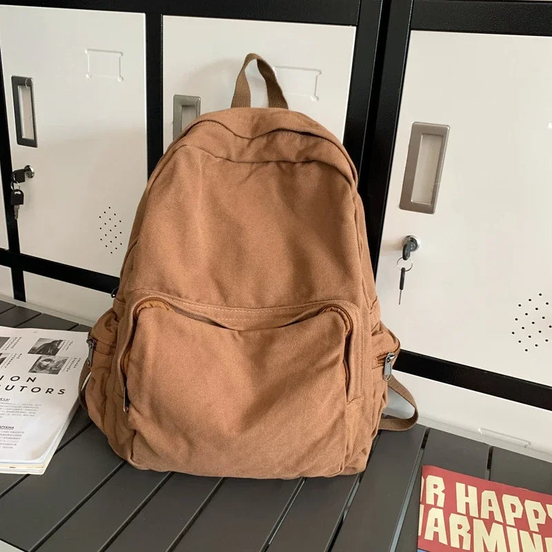 Vintage Washed Canvas Backpack | Stylish School & Travel Bag