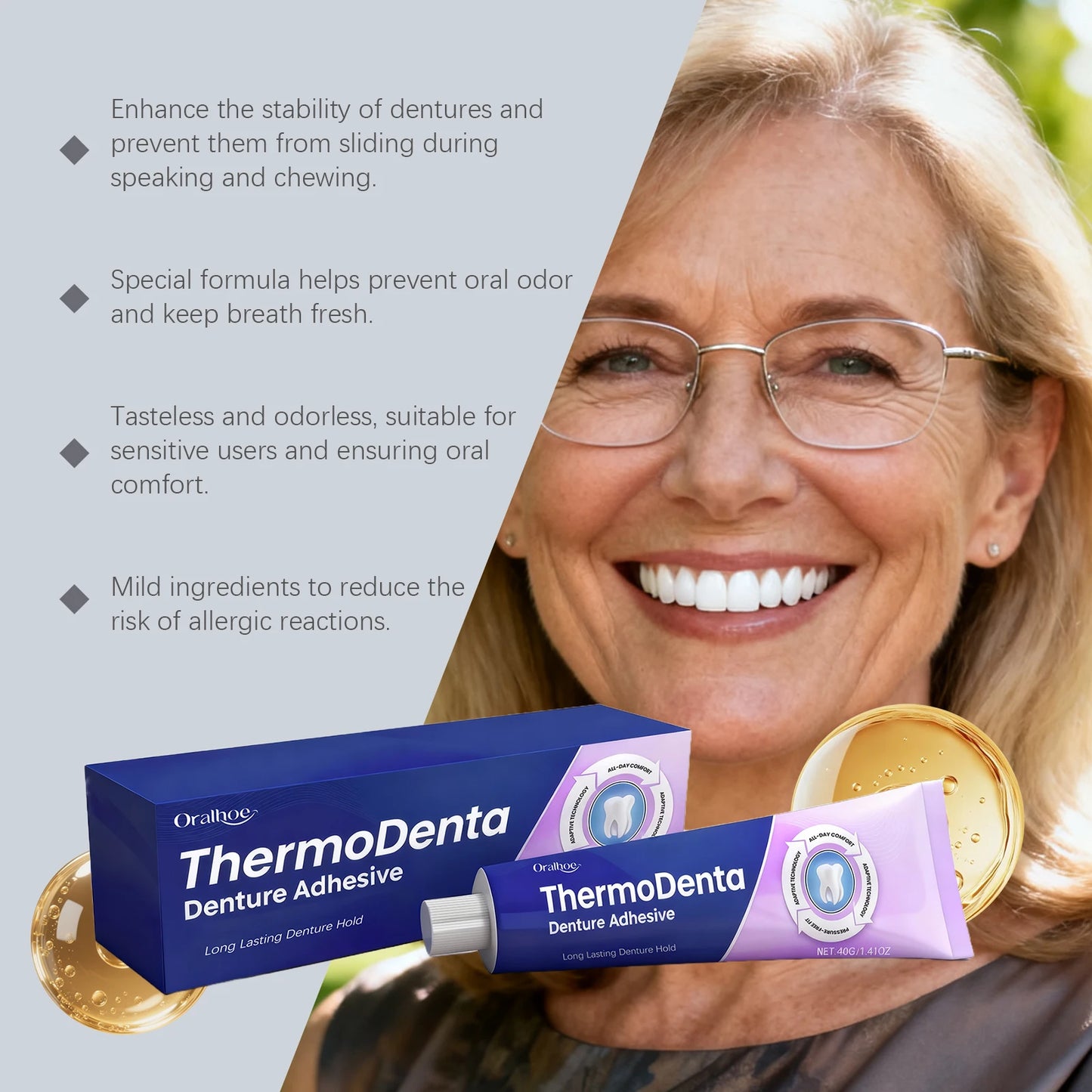 Denture Adhesive Cream | Natural Fit & Long-Lasting Secure Hold