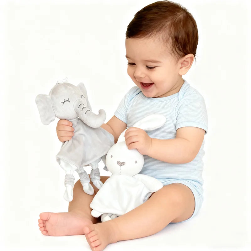 Cute Elephant Plush Teether Rattle for Newborns | Soft Blanket Toy