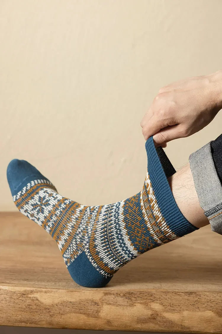 Men's Retro Geometric Pattern Middle Tube Socks | Stylish & Comfy
