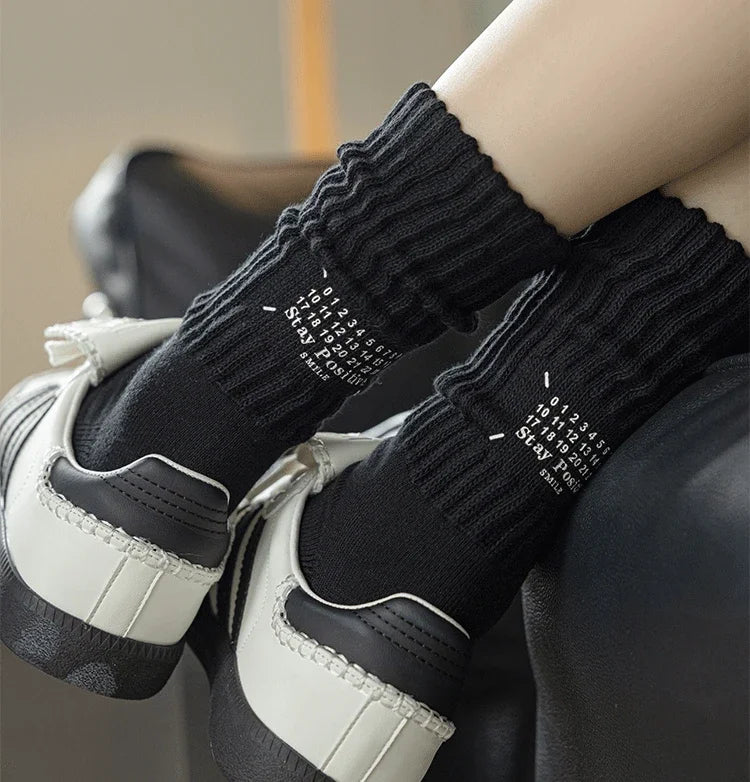 Men's Vintage Letter Medium Tube Socks | Thick Sports Comfort