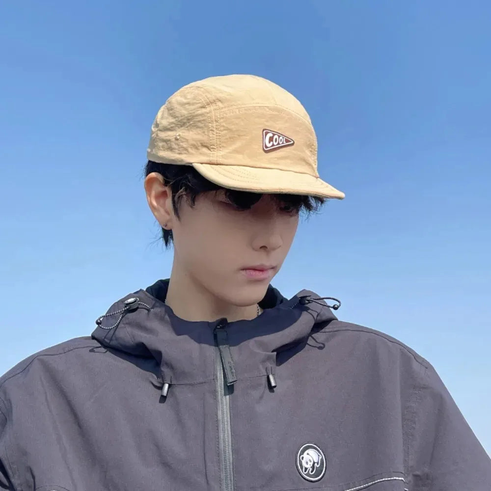 Unisex Vintage 5 Panel Embroidered Short Brim Cap | Quick Dry Hat