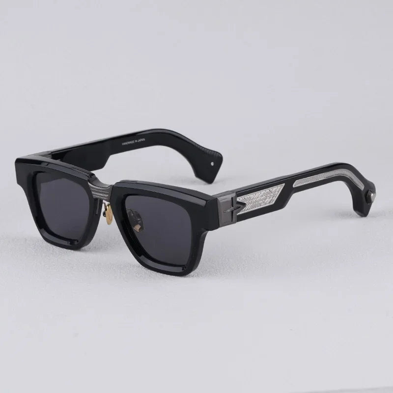 Luxurious Dark Red Thick Frame Sunglasses with Gold Details