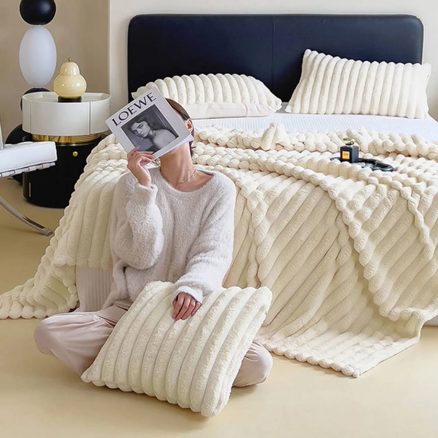 Ultra Soft Striped Fleece Throw Blanket | Warm & Cozy Comfort