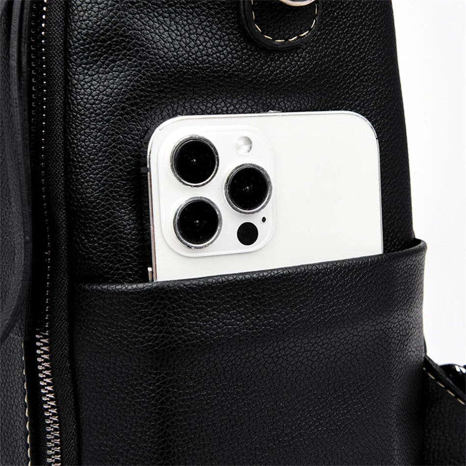 Mochila de cuero impermeable elegante para estudiantes jóvenes | Duradera y a la moda