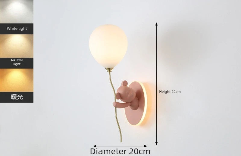 Lámpara de pared de oso creativo | Lámpara suave de globo de dibujos animados para habitaciones infantiles