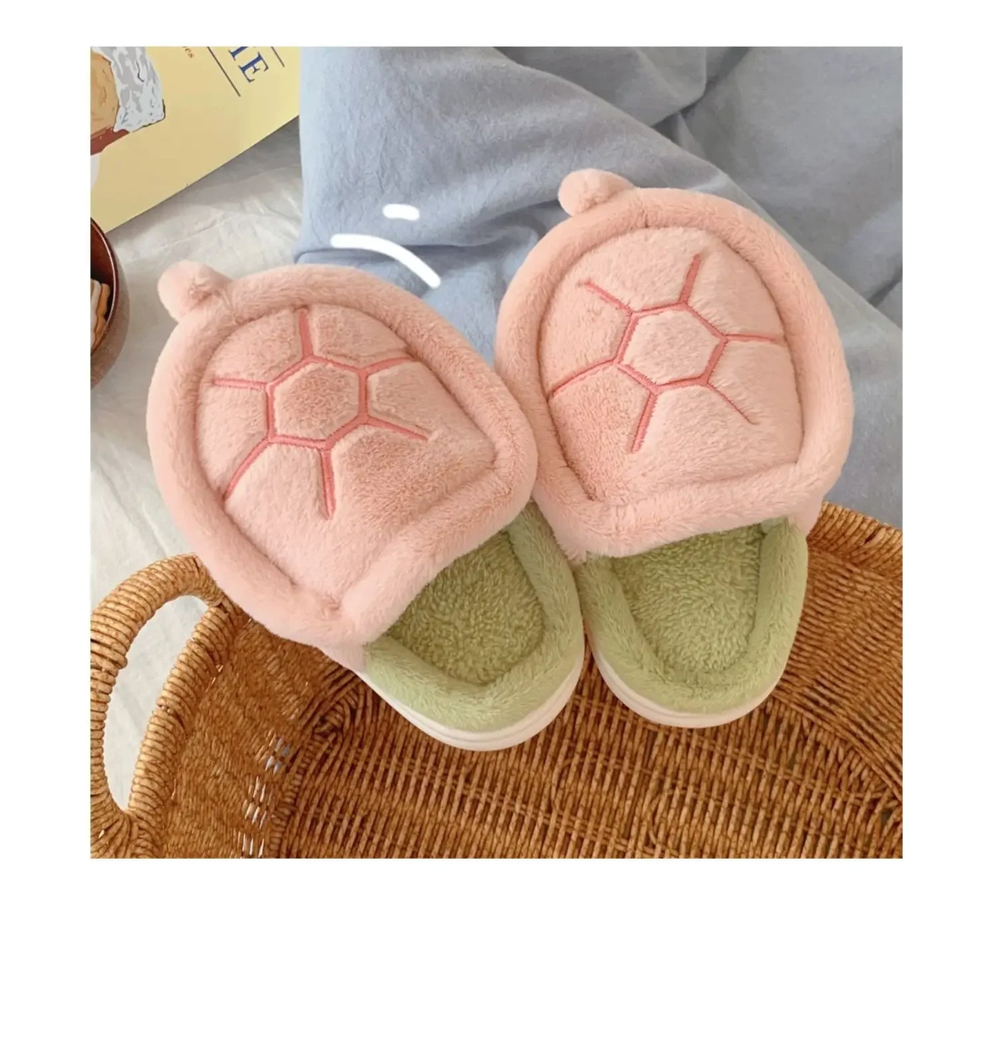 Cute Turtle Plush Slippers | Soft Warm Indoor Winter Footwear