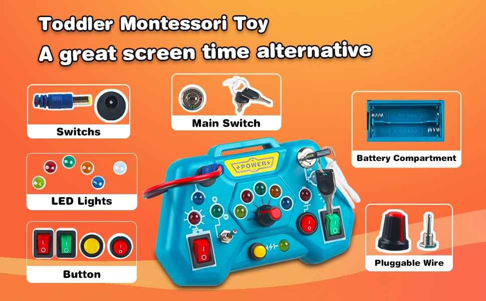 Toddler LED Busy Board | Montessori Sensory Learning Toy