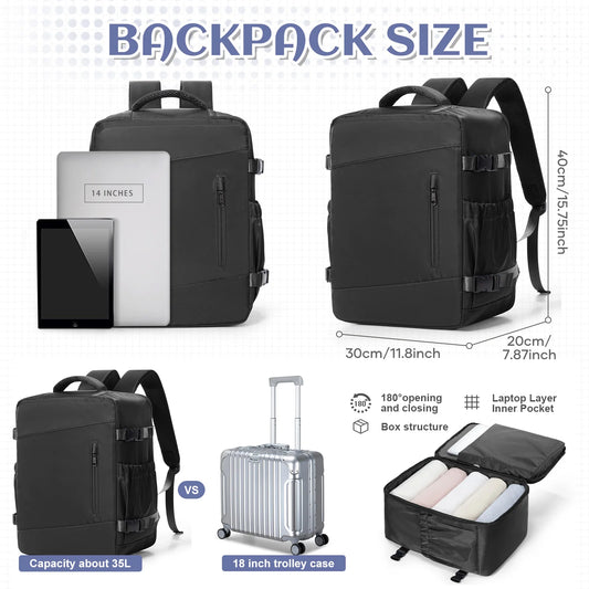 Mochila de viaje versátil para debajo del asiento | Elegante bolso para portátil y de negocios