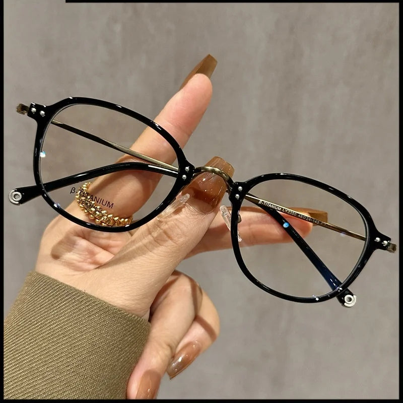 Stylish Half Titanium Oval Eyeglasses for Women | Fashion Meets Function