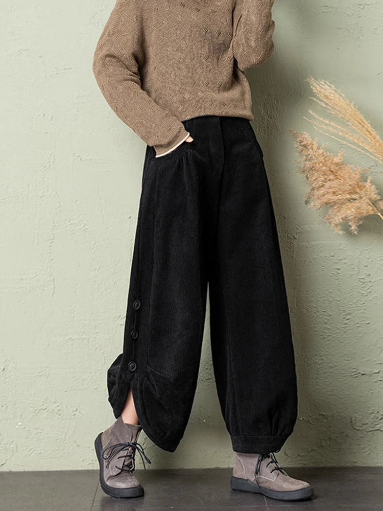 Women’s Warm Corduroy Harem Trousers | Casual Streetwear Pants 2026