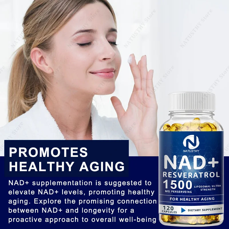 1500MG NAD+ Supplement with Trans-Resveratrol for Energy & Health
