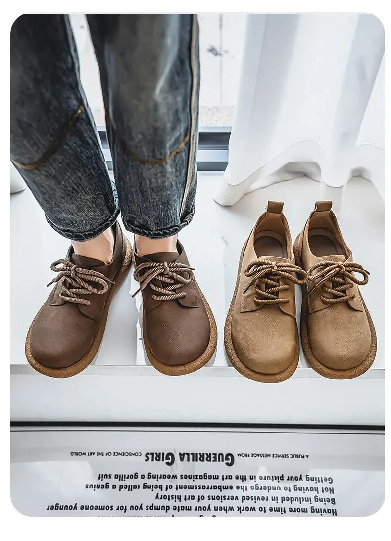 Men's Plus Size Retro PU Leather Ankle Shoes | Comfortable Casual Wear