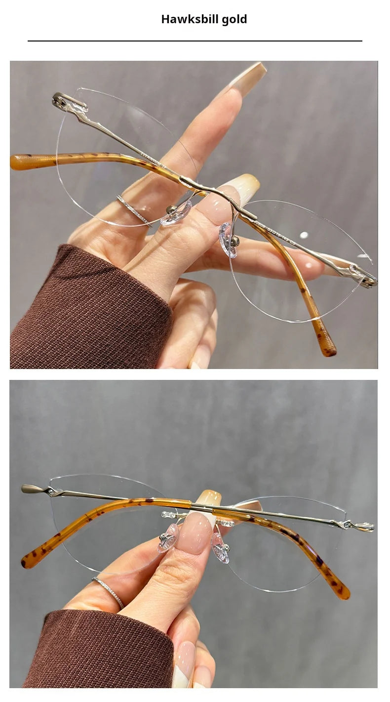 Cat Eye Prescription Rimless Glasses for Women | Stylish Eyewear