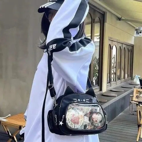 Cute Solid Black Ita Bag | Stylish Women's Everyday Backpack