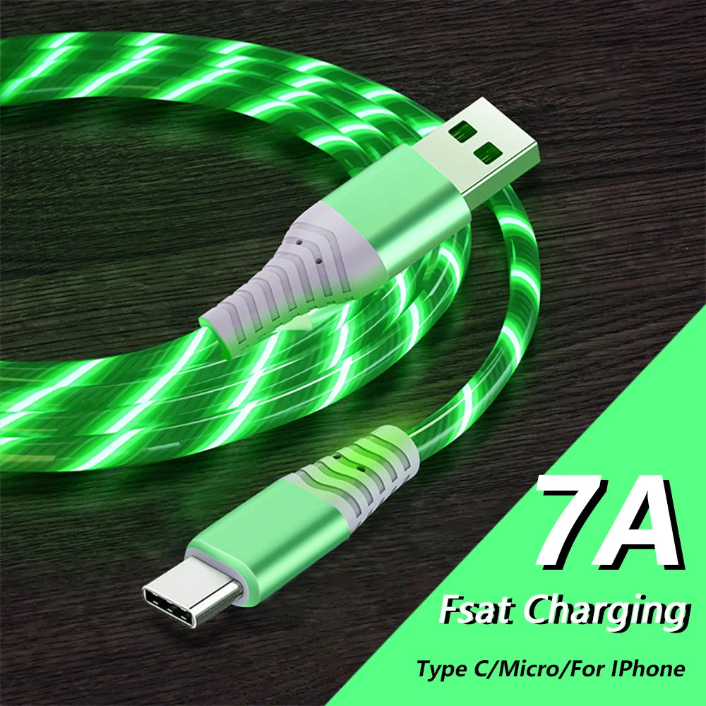LED Glowing Fast Charging USB C & Micro USB Cable