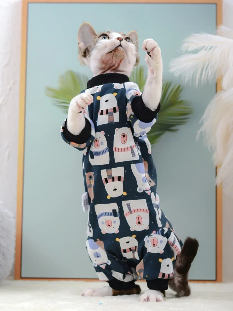 Mono de algodón para gatos | Sudaderas con capucha elegantes y cálidas para gatos