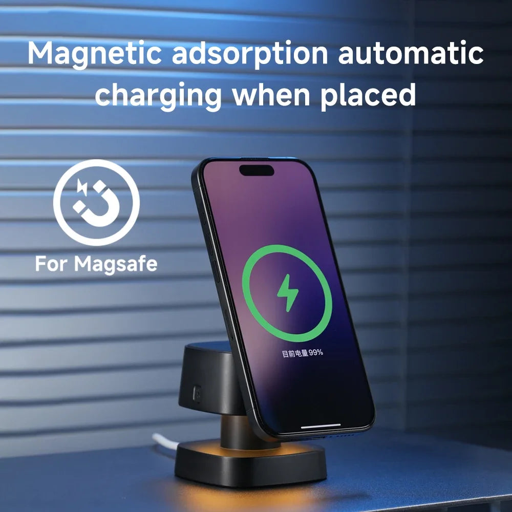 Magnetic 3-in-1 Wireless Charging Station | Fast Charging & Lamp