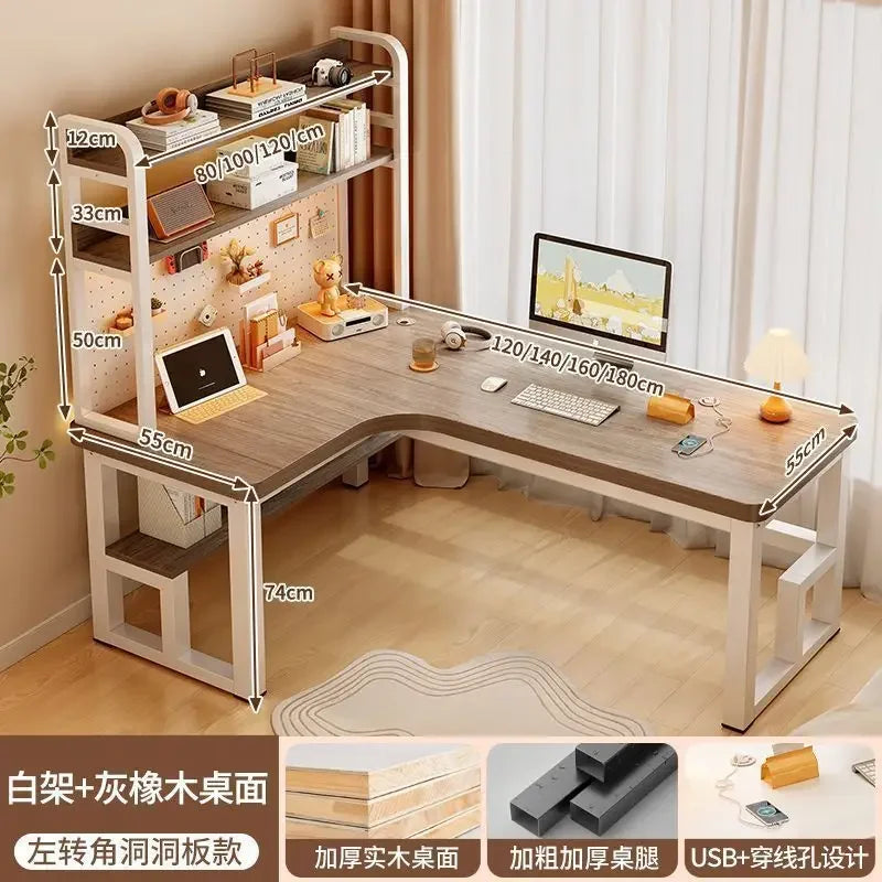 Premium Solid Wood Corner Computer Desk | Modern Workspace Solution