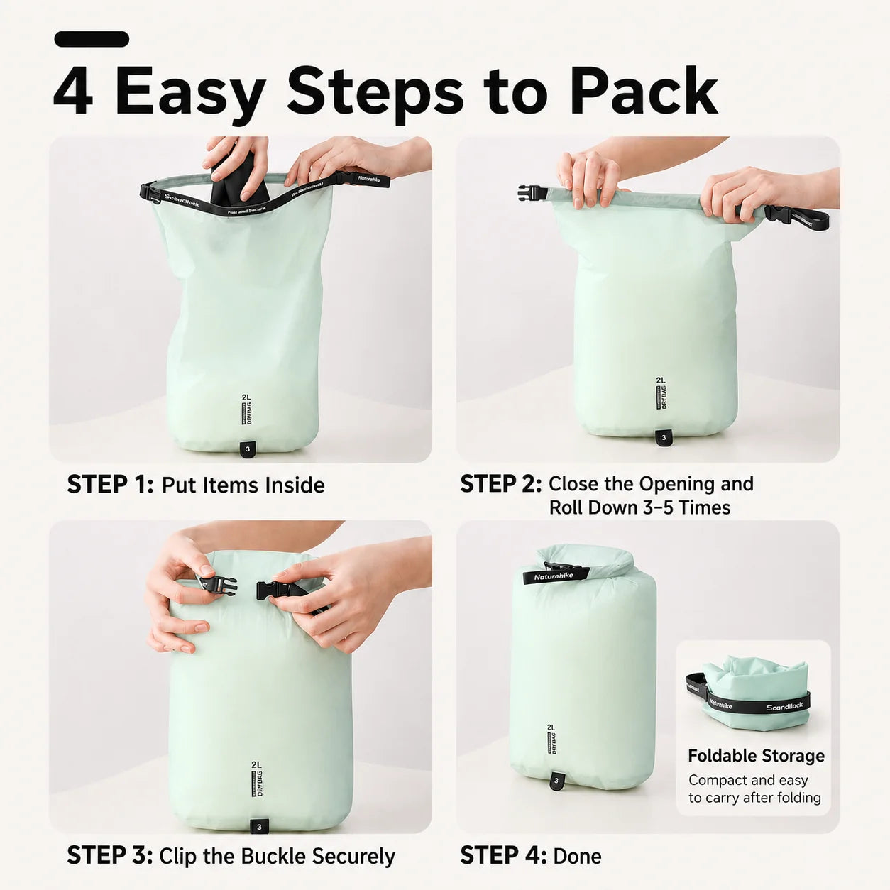 Waterproof Wet Clothes Bag Gym Swimming Travel Dry Bag Foldable Leakproof Wet Dry Separation Storage Bag for Fitness Beach