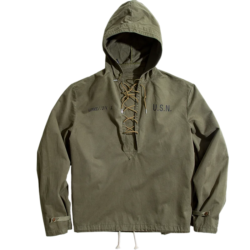 Men's Retro Green Hooded Sweatshirt | Stylish Adjustable Windbreaker