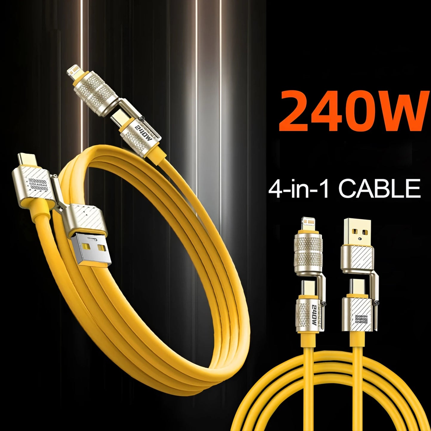 1PC 2PCS 240W USB-C 4IN1 Fast Charger Cable for iPhone Usb Type C Fast charging For iPhone Xiaomi PD 2-in-2 data cable USB Cable