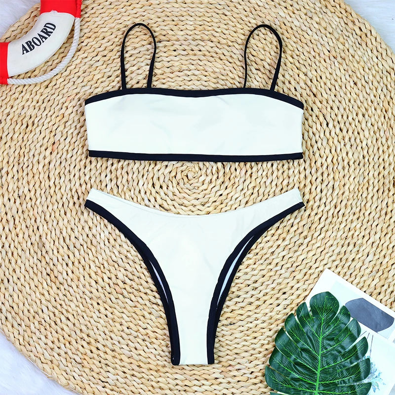 High Waist Women's Swimwear | Luxury Ribbed Two-Piece Bikini Set