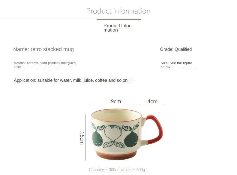 300ml Japanese Flower Ceramic Mug Set | Retro Drinkware for All Occasions