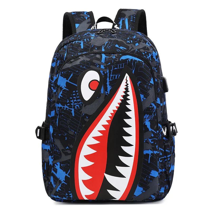 Cartoon Shark Print Backpack | Perfect for Primary School Students