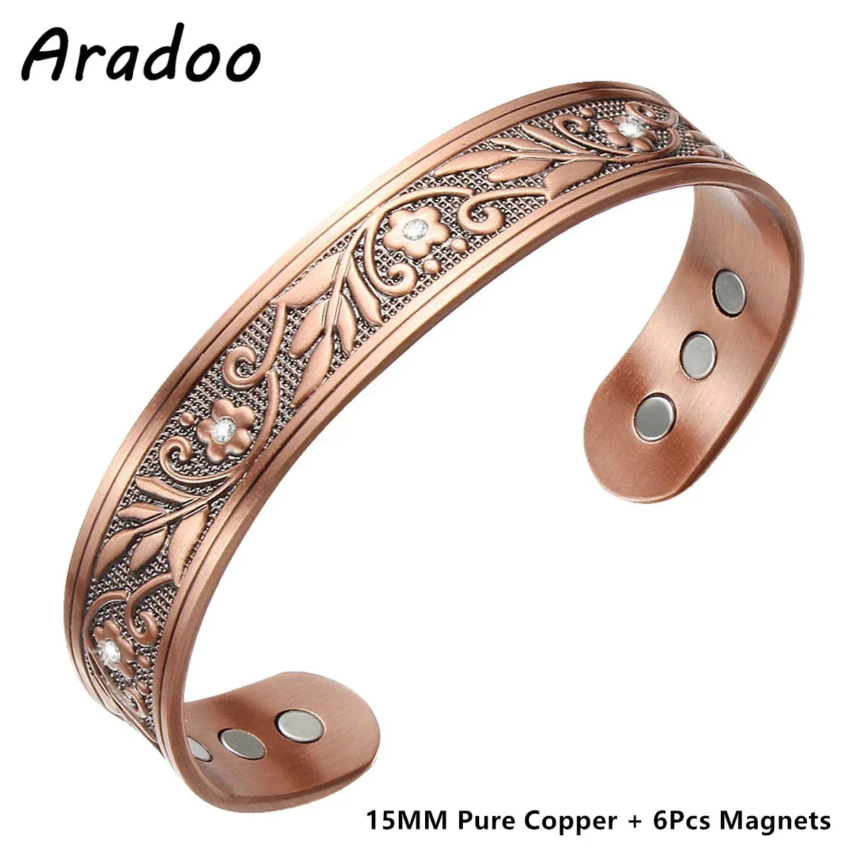 Vintage Copper Cuff Bracelet with Magnetic Therapy | Unisex Jewelry