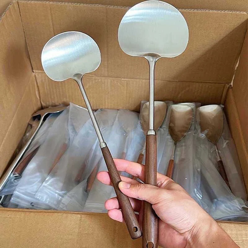 Stainless Steel Wok Spatula with Wooden Handle | Versatile Cooking Utensil