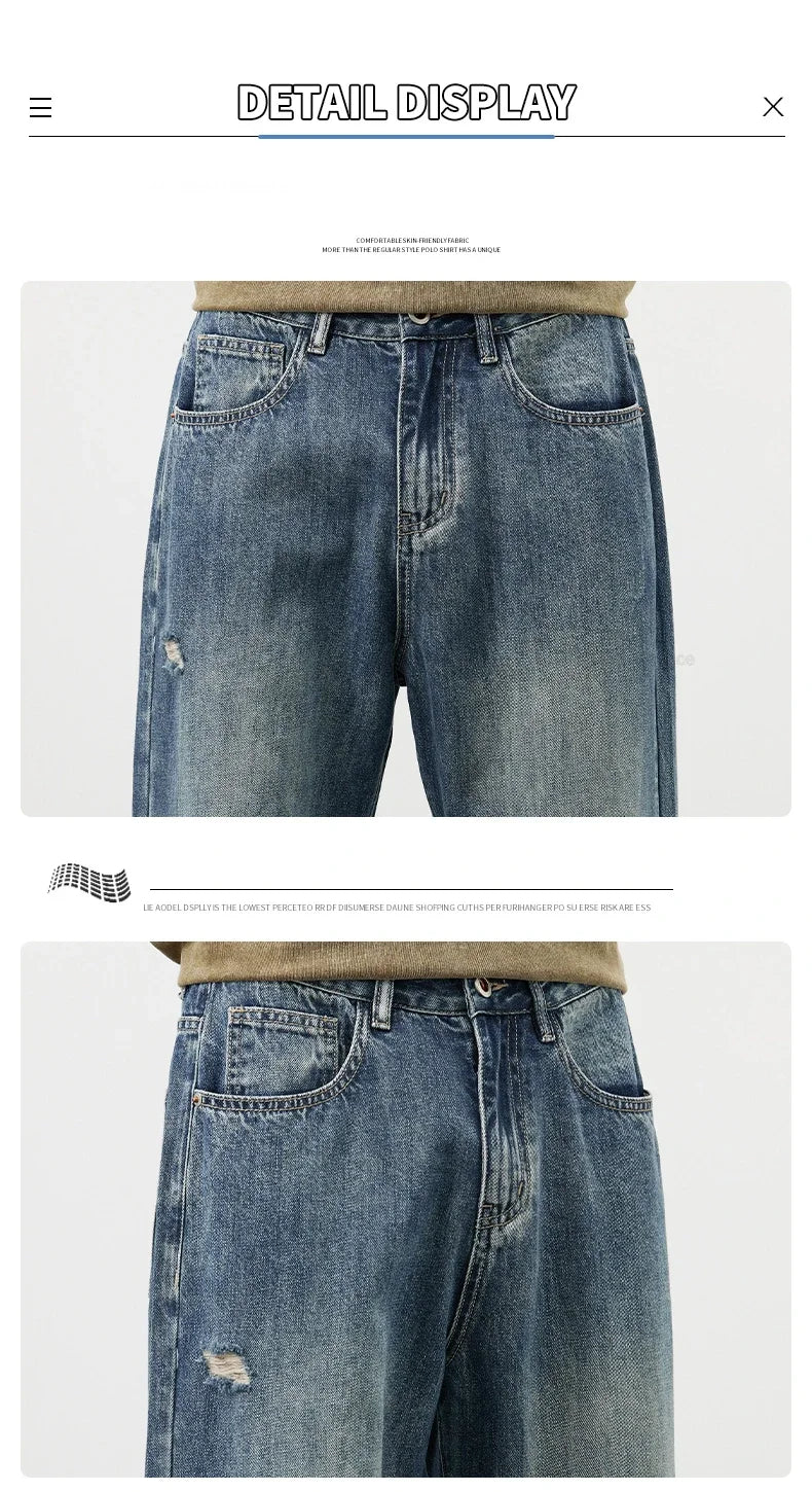 Men's Vintage Baggy Jeans | Distressed Y2K Straight Pants