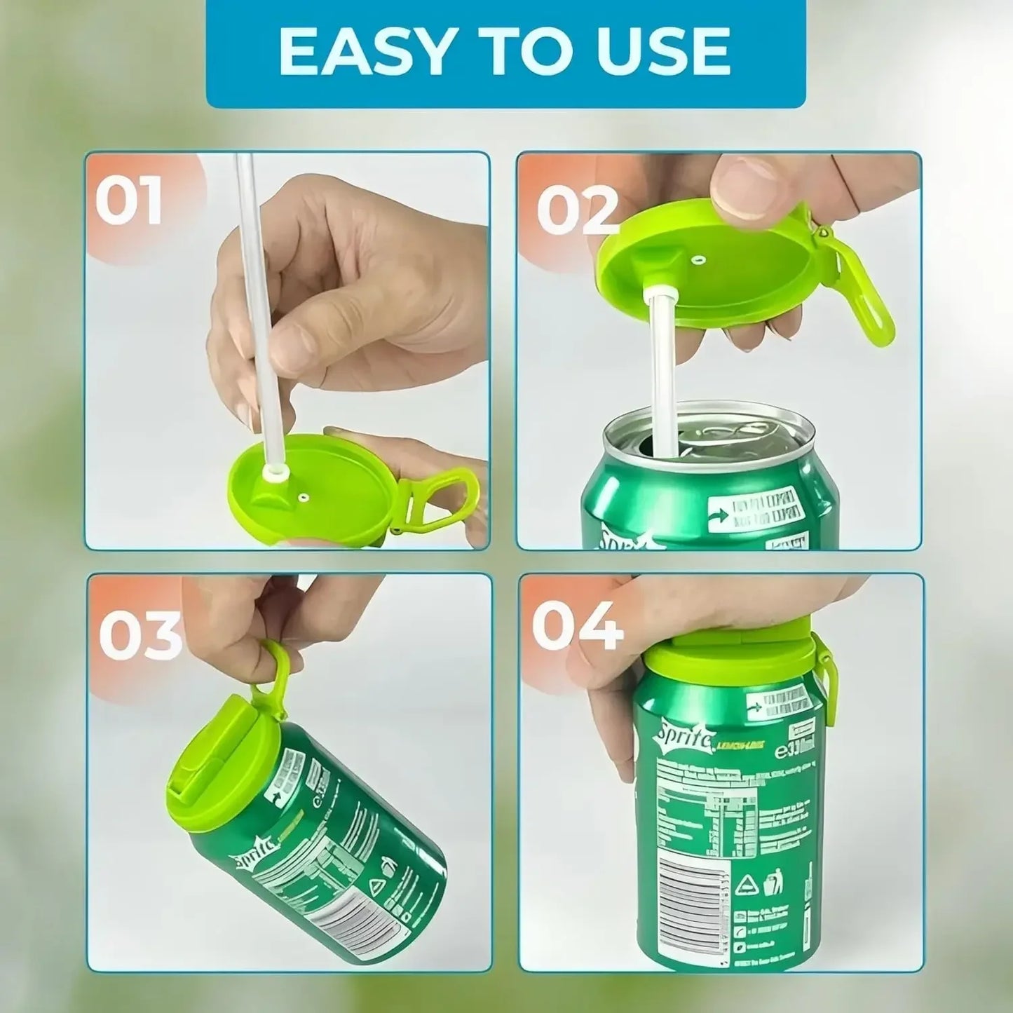 Reusable Silicone Can Lids With Straws - Leak-Proof & Eco-Friendly
