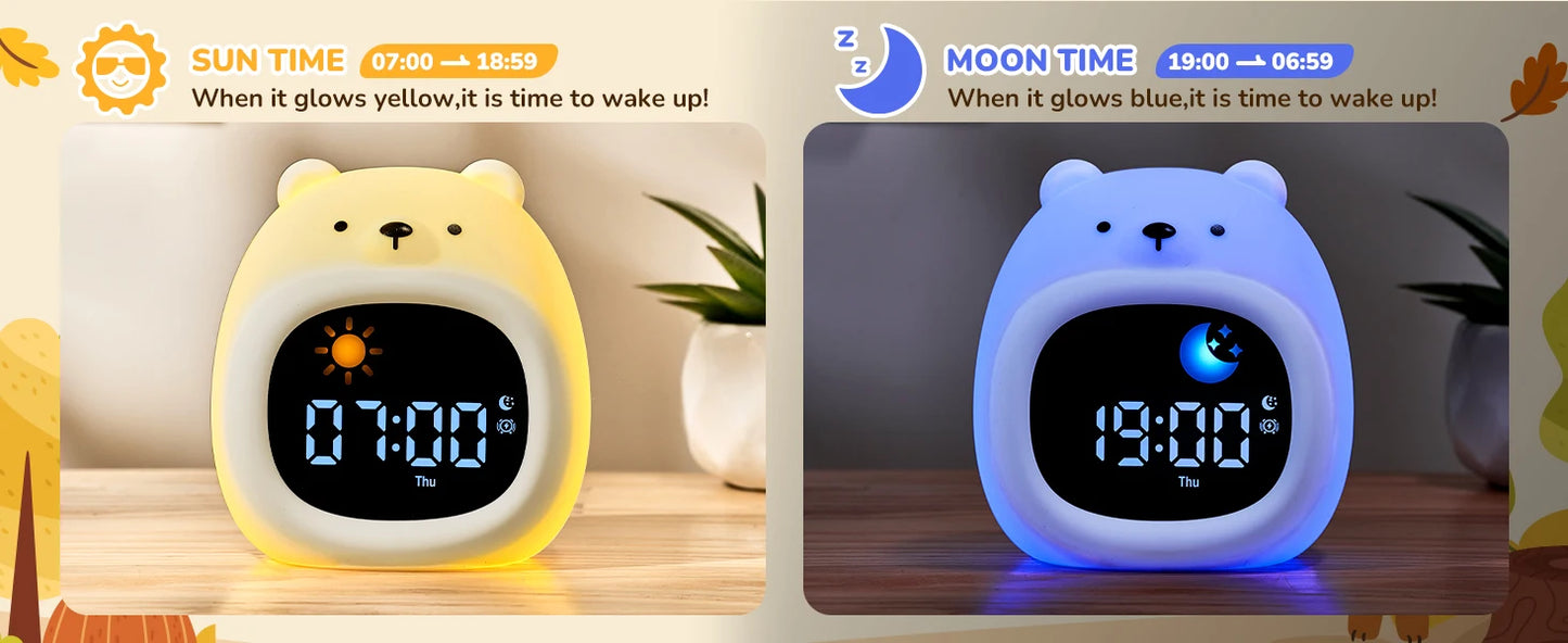 Cute Puppy-Shaped Kids Alarm Clock | Toddler Sleep Training Light