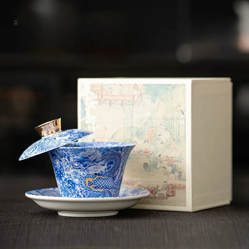 Elegant Rotatable Tea Tureen | Zen Gaiwan Teacup Set