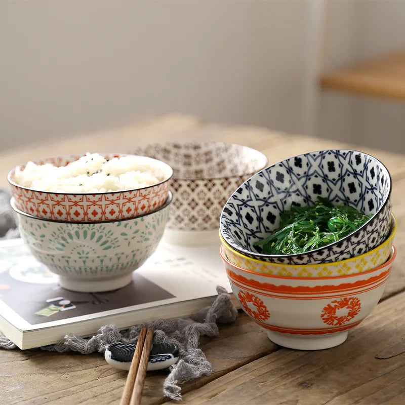 Cuenco de arroz de cerámica estilo japonés de 4.5 pulgadas | Vajilla elegante
