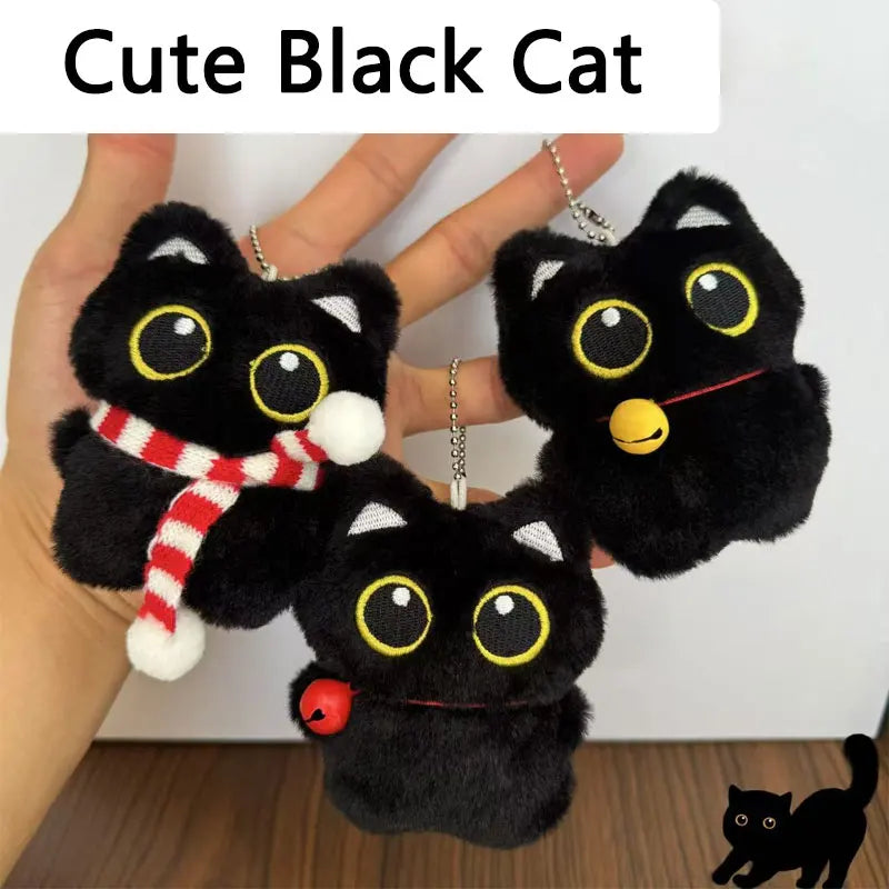 Cute Black Cat Plush Toy | Adorable Keychain & Backpack Decoration