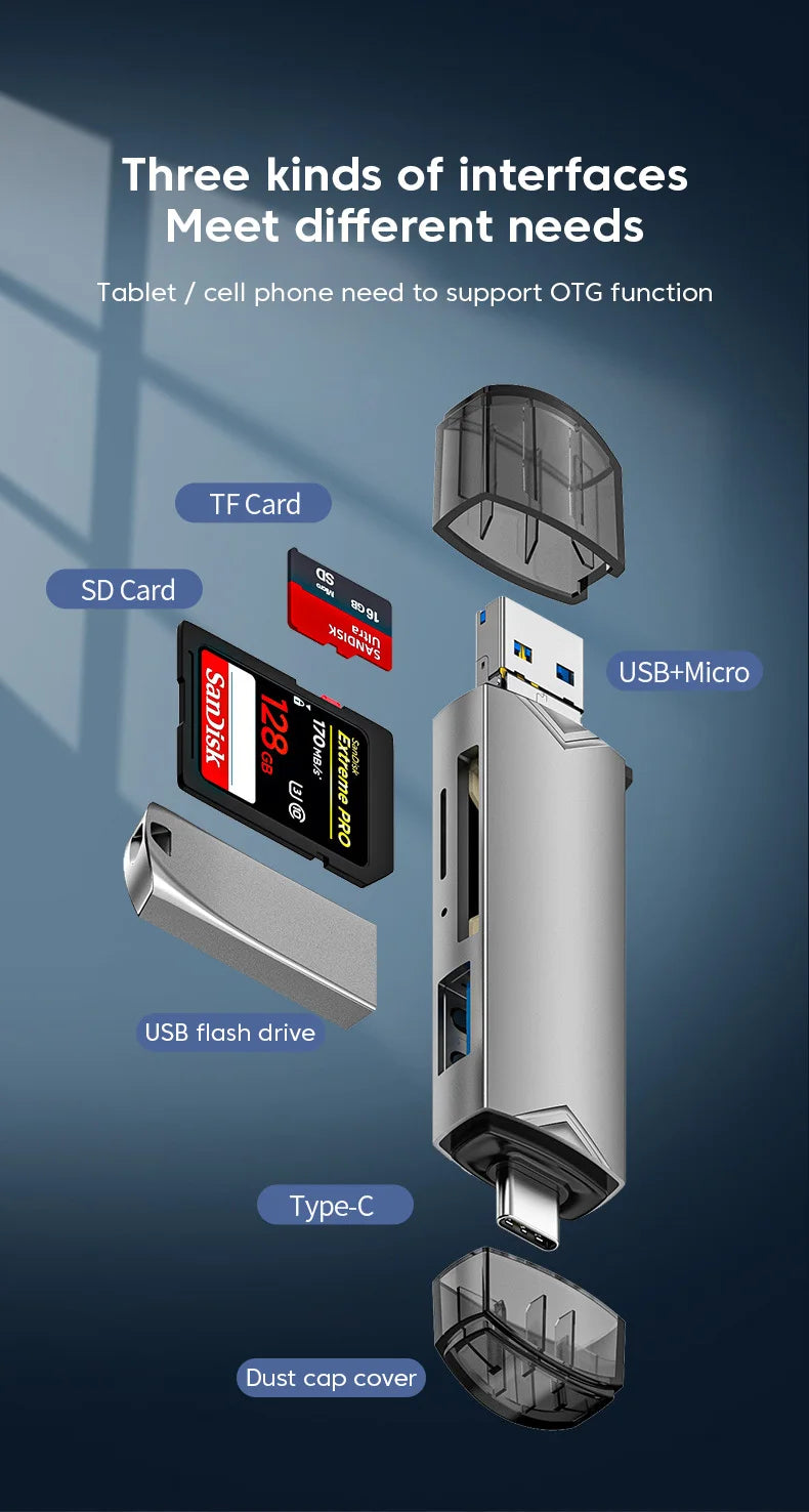 Universal 6 in 1 Card Reader | USB3.0 Multi-Function Adapter