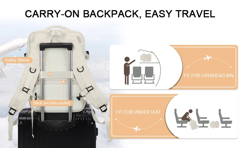 Expandable Women's Travel Backpack | Waterproof Hiking Laptop Bag