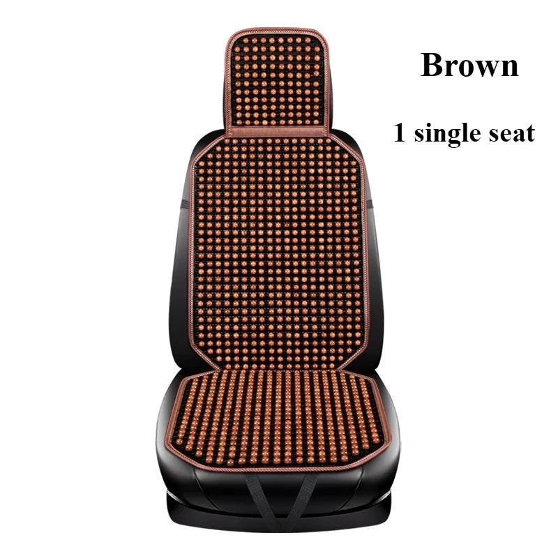 1pc Classic & Elegant Wooden Bead Car Seat Cushion – Natural Wood, Smooth & Breathable for Year-Round Comfort