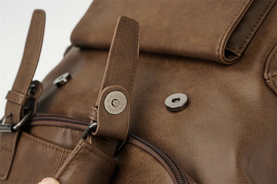 Vintage Luxury PU Leather Backpack | Large Capacity Laptop Bag