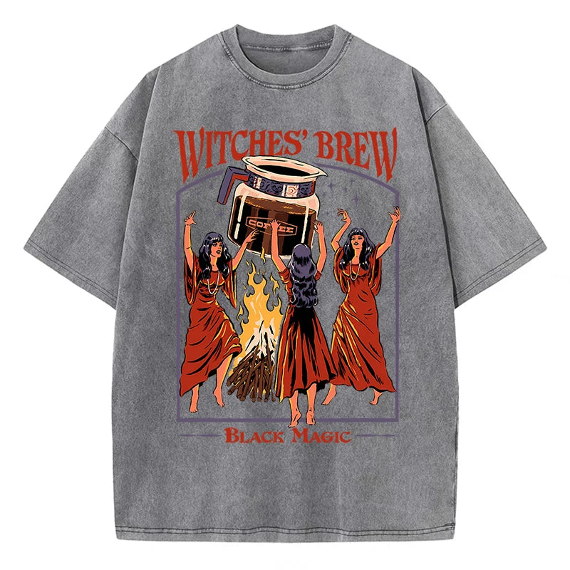 Breathable Cotton Casual Tee | Vintage Black Magic T-Shirt